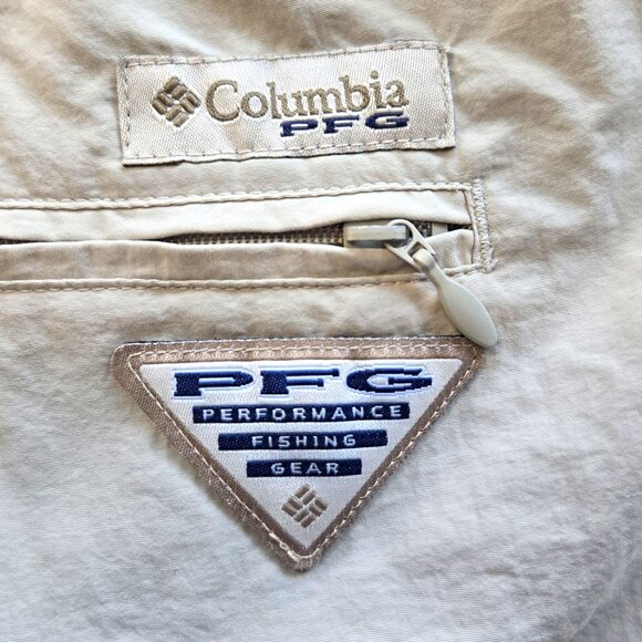 Columbia PFG Mens Fishing Cargo Pants Beige Nylon Zip-Off Legs Mesh Lined XL - Picture 9 of 9